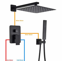 Load image into Gallery viewer, Concealed Rear Wall Matte Black Shower Mixer System Shower Set Wall Mounted