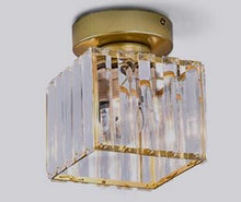 Load image into Gallery viewer, Crystal Ceiling Lamp Mount Lamp LED Ceiling Lamp Square Lampshade Lamps E27 Black/Gold