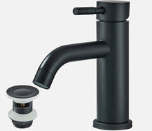 Load image into Gallery viewer, Basin Tap Round Matt Black Bathroom Faucet Sink Mono Mixer with Waste
