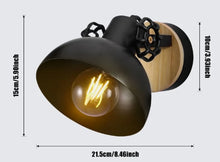 Load image into Gallery viewer, Wall Light Black E27 Wood Retro Lights Vintage Lamp