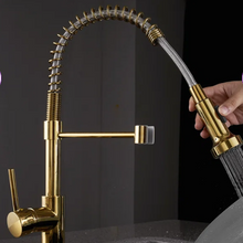 Load image into Gallery viewer, Kitchen Mixer Tap Pull Out Kitchen Faucet Gold Pull Down Kitchen Sink Faucet Luxury Hot & Cold Brass
