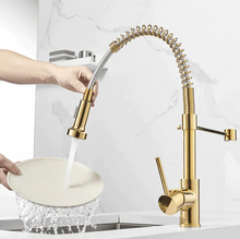 Load image into Gallery viewer, Kitchen Mixer Tap Pull Out Kitchen Faucet Gold Pull Down Kitchen Sink Faucet Luxury Hot & Cold Brass