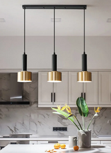 Load image into Gallery viewer, Modern E27 Pendant Light 3-Bulb Black Gold Pendant Metal Industrial Design Height Adjustable