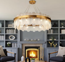 Load image into Gallery viewer, Nordic Gold/ Smoky Gray Crystal Oval Chandelier Pendant Light Ceiling Light 60 cm