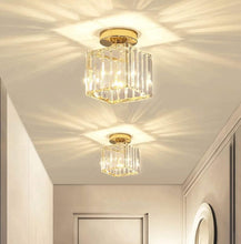 Load image into Gallery viewer, Crystal Ceiling Lamp Mount Lamp LED Ceiling Lamp Square Lampshade Lamps E27 Black/Gold