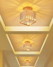 Load image into Gallery viewer, Crystal Ceiling Lamp Mount Lamp LED Ceiling Lamp Square Lampshade Lamps E27 Black/Gold