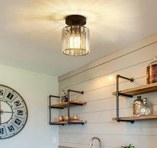 Load image into Gallery viewer, LED Ceiling Lights Semi Flush Pendant Light Glass Lampshade Golden/Black Round