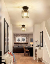 Load image into Gallery viewer, LED Ceiling Lights Semi Flush Pendant Light Glass Lampshade Golden/Black Round