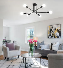 Load image into Gallery viewer, Modern Chandelier 6 Lights Semi Flush Mount Chandelier E27(not included) Base Black/White