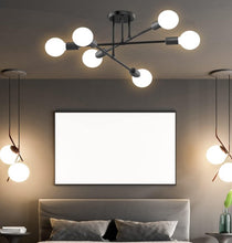 Load image into Gallery viewer, Modern Chandelier 6 Lights Semi Flush Mount Chandelier 6xE27(included) Base Black/White