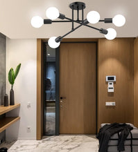 Load image into Gallery viewer, Modern Chandelier 6 Lights Semi Flush Mount Chandelier E27(not included) Base Black/White