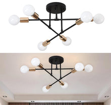 Load image into Gallery viewer, Modern Chandelier 6 Lights Semi Flush Mount Chandelier E27(not included) Base Black/White