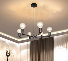 Load image into Gallery viewer, Industrial Chandelier Modern 6 Lights Metal Black Chandelier E27