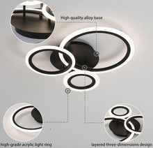 Load image into Gallery viewer, Modern Ceiling Light LED Energy Saving Office Ceiling Lighting 3 Black Rings 48W