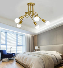 Load image into Gallery viewer, Ceiling Lamp Lighting Curved Design Hanging Lights 5/8 Heads Lighting & Ceiling Fans Black/Gold