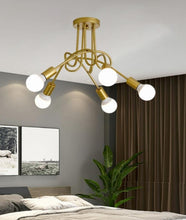 Load image into Gallery viewer, Ceiling Lamp Lighting Curved Design Hanging Lights 5/8 Heads Lighting & Ceiling Fans Black/Gold