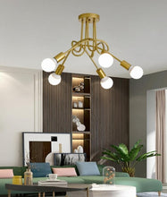 Load image into Gallery viewer, Ceiling Lamp Lighting Curved Design Hanging Lights 5/8 Heads Lighting & Ceiling Fans Black/Gold