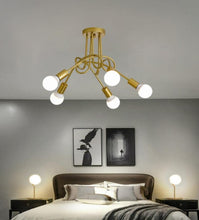 Load image into Gallery viewer, Ceiling Lamp Lighting Curved Design Hanging Lights 5/8 Heads Lighting & Ceiling Fans Black/Gold