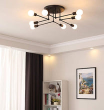 Load image into Gallery viewer, Modern Ceiling Lamp E27 Iron Simple Ceiling Lamp 8 Heads Black Nordic Bedroom Lamp