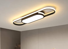 Load image into Gallery viewer, Modern LED Linear Ceiling Lights Black Flush Mount Ceiling Lighting 3 Color Lights 70cm
