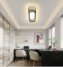 Load image into Gallery viewer, Modern LED Linear Ceiling Lights Black Flush Mount Ceiling Lighting 3 Color Lights 70cm