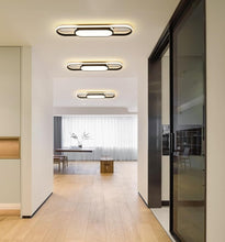 Load image into Gallery viewer, Modern LED Linear Ceiling Lights Black Flush Mount Ceiling Lighting 3 Color Lights 70cm