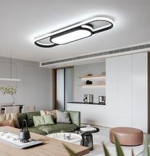 Load image into Gallery viewer, Modern LED Linear Ceiling Lights Black Flush Mount Ceiling Lighting 3 Color Lights 70cm