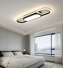 Load image into Gallery viewer, Modern LED Linear Ceiling Lights Black Flush Mount Ceiling Lighting 3 Color Lights 70cm