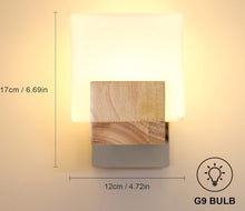 Load image into Gallery viewer, Wall Light Indoor Wood Modern Wall Lamp with Glass Lampshade Wall Lighting with G9 Socket