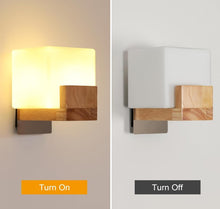 Load image into Gallery viewer, Wall Light Indoor Wood Modern Wall Lamp with Glass Lampshade Wall Lighting with G9 Socket
