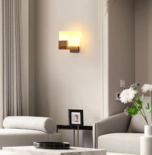 Load image into Gallery viewer, Wall Light Indoor Wood Modern Wall Lamp with Glass Lampshade Wall Lighting with G9 Socket
