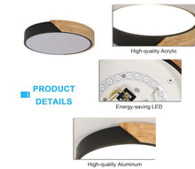 Load image into Gallery viewer, LED Ceiling Light Fixture 24W Wood Flush Mount Ceiling Light 6500K Round Modern Ceiling Light
