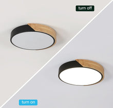 Load image into Gallery viewer, LED Ceiling Light Fixture 24W Wood Flush Mount Ceiling Light 6500K Round Modern Ceiling Light