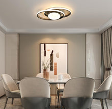 Load image into Gallery viewer, Modern Oval Chandelier LED Black Warm Light Ceiling Light