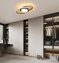 Load image into Gallery viewer, Modern Oval Chandelier LED Black Warm Light Ceiling Light