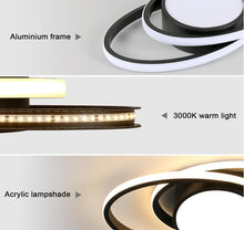 Load image into Gallery viewer, Modern Oval Chandelier LED Black Warm Light Ceiling Light