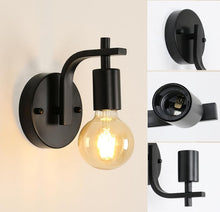 Load image into Gallery viewer, Industrial Wall Light Indoor Black Wall Lamp Vintage E27 Metal Wall Sconce