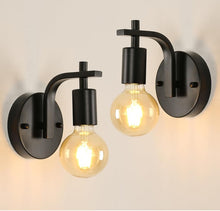 Load image into Gallery viewer, 2 Pack Industrial Wall Lights Indoor Black Wall Lamps E27 Metal Wall Sconces