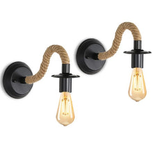Load image into Gallery viewer, Set of 2 Pieces Vintage Hemp Rope Wall Lamp E27 Retro Indoor Wall Light