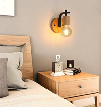 Load image into Gallery viewer, Vintage Wood Wall Sconce Lights E27 Industrial Black Wall Lamp