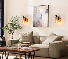 Load image into Gallery viewer, Wall Lights Indoor 2 Pack Vintage Wood Wall Sconces Lights E27 Industrial Black