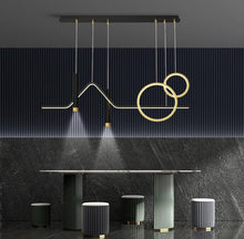 Load image into Gallery viewer, LED Black Body Modern Linear LED Chandelier Hanging Lamp 3 Color Lights