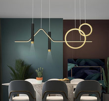 Load image into Gallery viewer, LED Black Body Modern Linear LED Chandelier Hanging Lamp 3 Color Lights