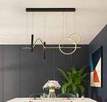 Load image into Gallery viewer, LED Black Body Modern Linear LED Chandelier Hanging Lamp 3 Color Lights
