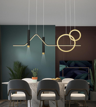Load image into Gallery viewer, LED Black Body Modern Linear LED Chandelier Hanging Lamp 3 Color Lights