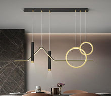 Load image into Gallery viewer, LED Black Body Modern Linear LED Chandelier Hanging Lamp 3 Color Lights