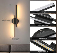 Load image into Gallery viewer, Indoor Wall Lamp LED 24W Modern Black 3000K Warm Light Long Wall Sconce Acrylic