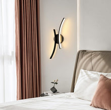 Load image into Gallery viewer, Indoor LED Wall Sconce 20W Black Wall Lamp Modern Linear Design Warm White 3000K 44cm