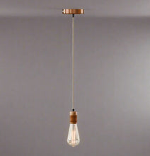 Load image into Gallery viewer, Adjustable Hemp Pendant Light Industrial E27 Ceiling Light Copper