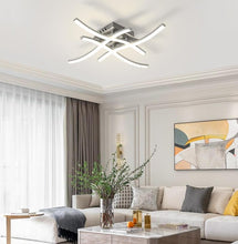 Load image into Gallery viewer, Modern LED Ceiling Light Art Deco Waves 4 Lights Lamp Ceiling Silver LED Ceiling Light